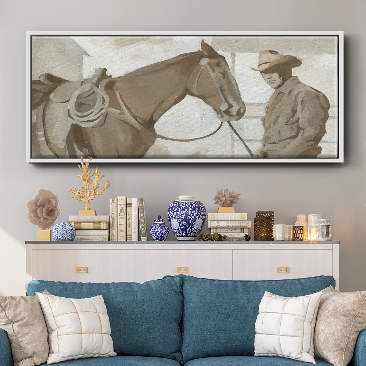 Work Friends I - Floater Framed Canvas Print