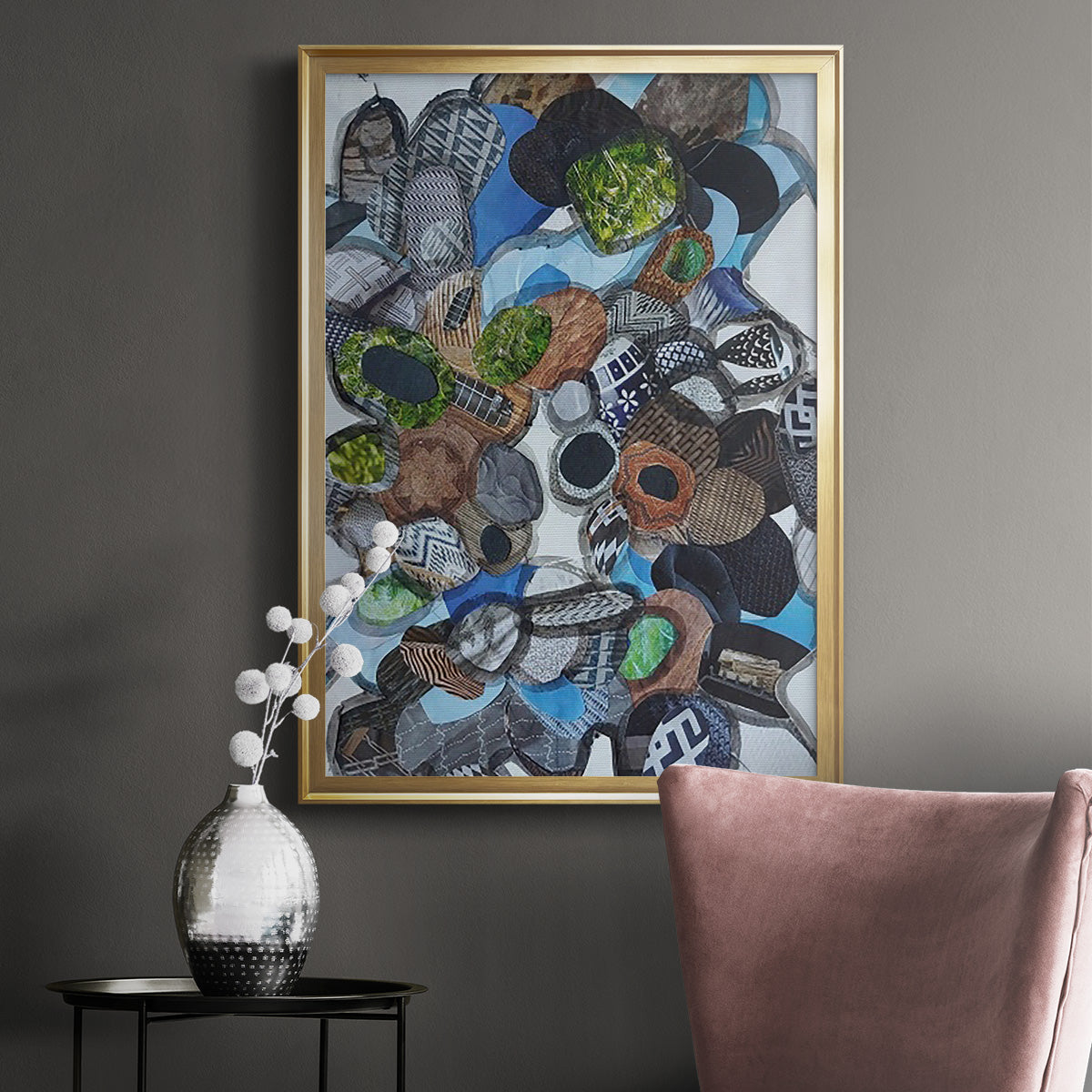 Catalina Island Blue Glass - Modern Framed Canvas Print