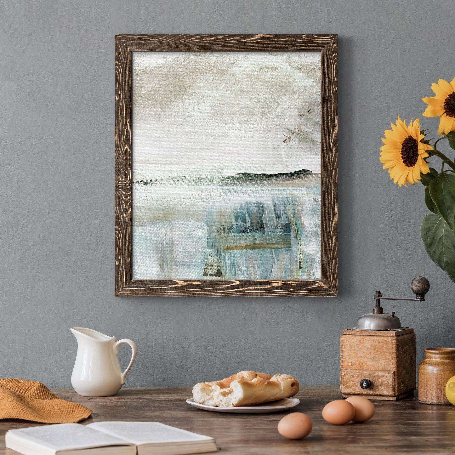 Summer Teal II - Premium Canvas Framed in Barnwood - Ready to Hang