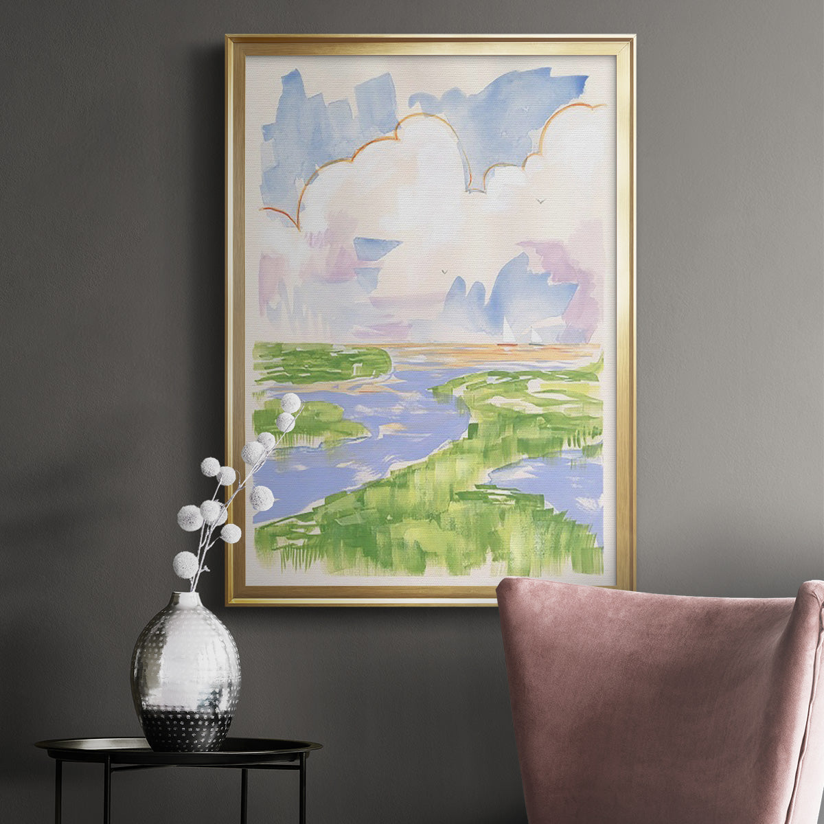 Low Country River Vista II - Modern Framed Canvas Print