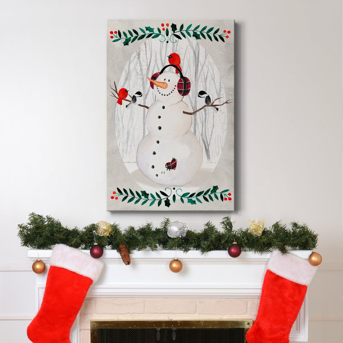 Folk Snowman Forest Collection B Premium Gallery Wrapped Canvas - Ready to Hang