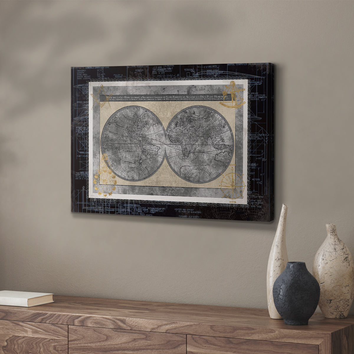 Night World Blueprint - Canvas Art Print