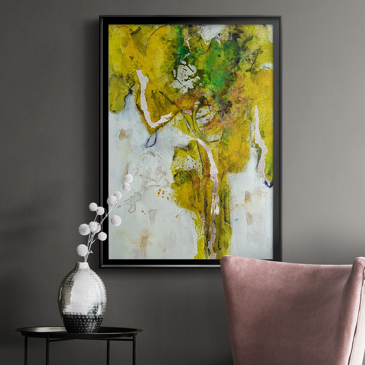 Golden Foliage I - Modern Framed Canvas Print