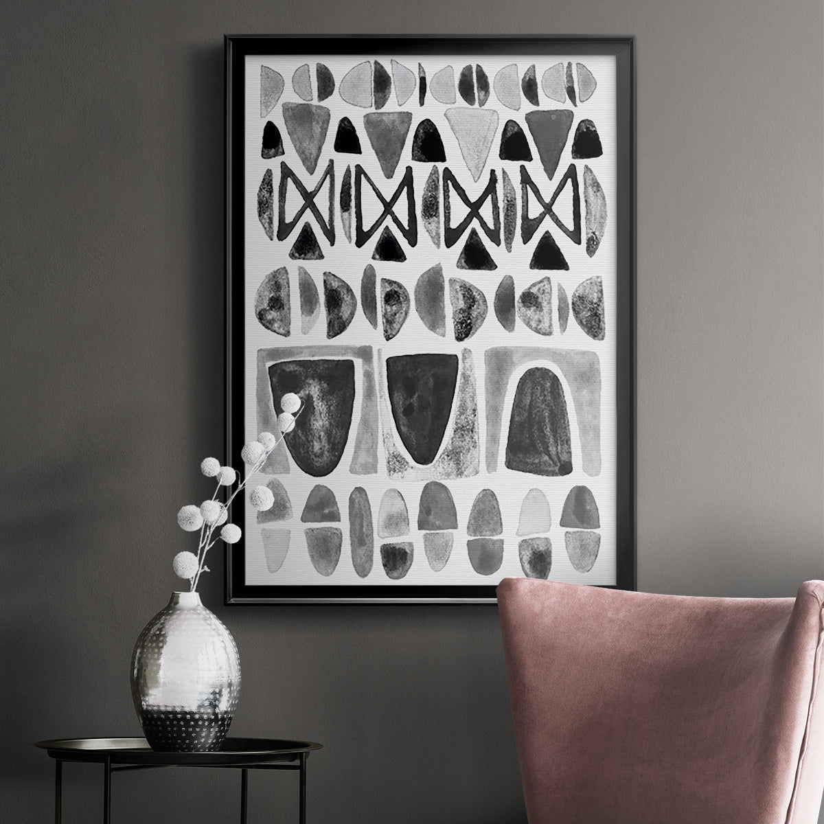 Grey Arches II - Modern Framed Canvas Print