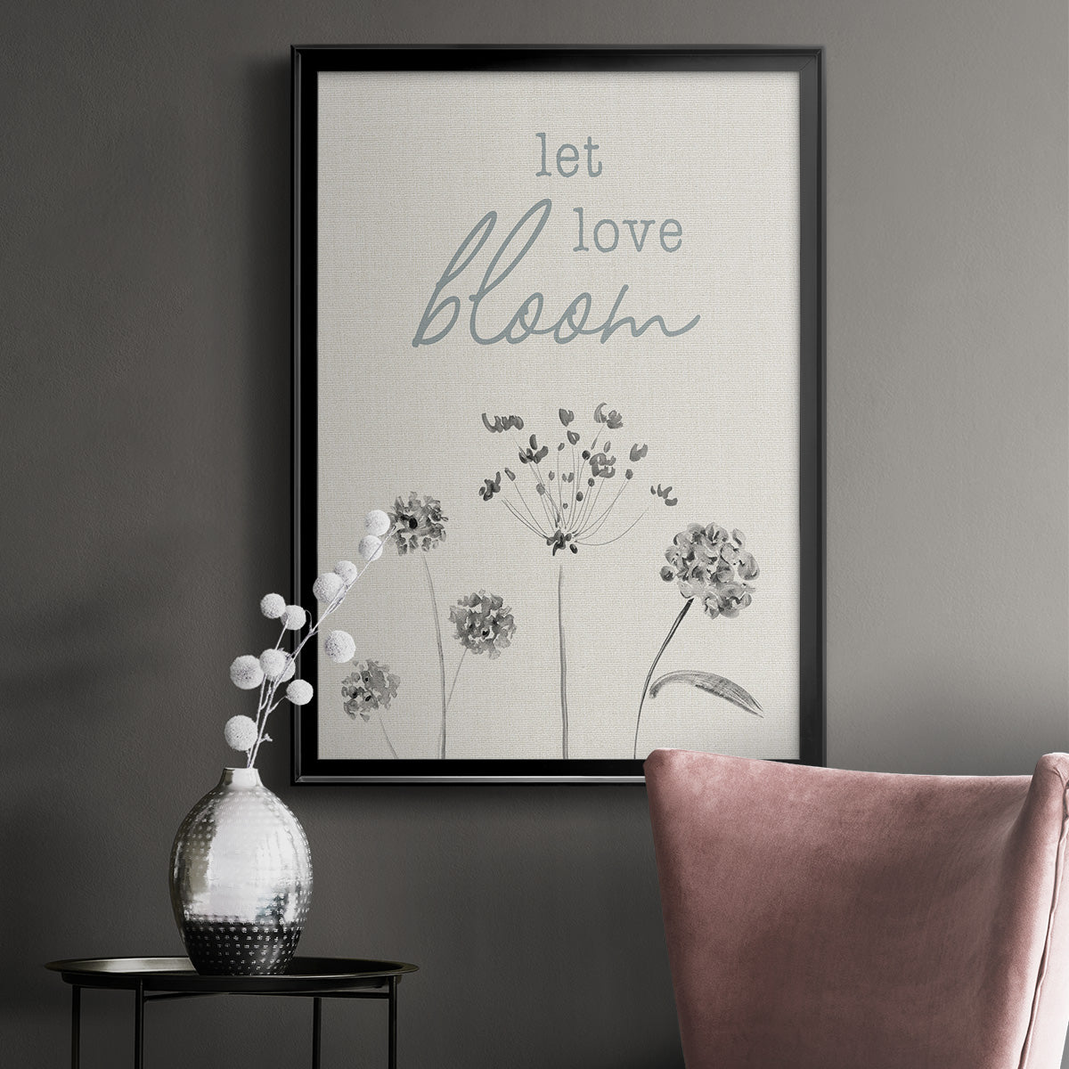 Let Love Bloom - Modern Framed Canvas Print