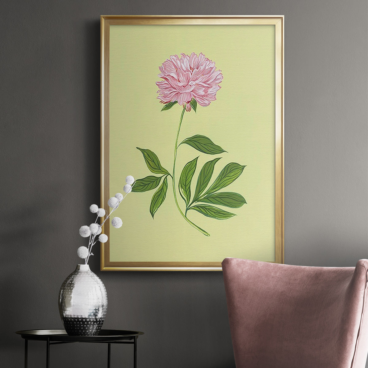 Peonies in Yellow I - Modern Framed Canvas Print