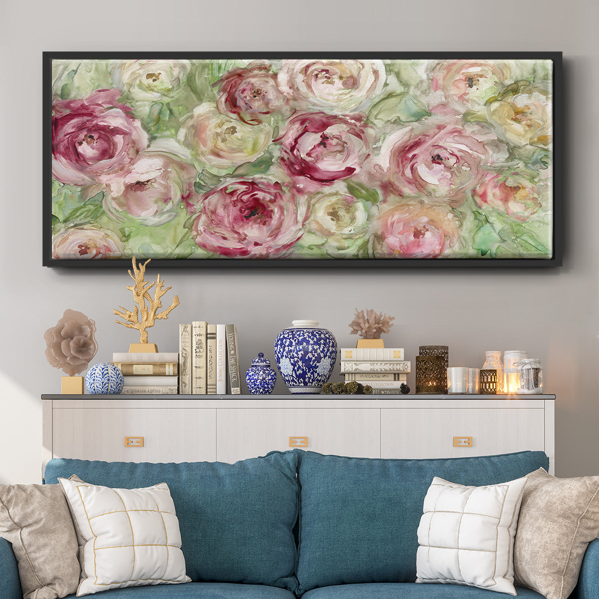 Climbing Rose - Floater Framed Canvas Print