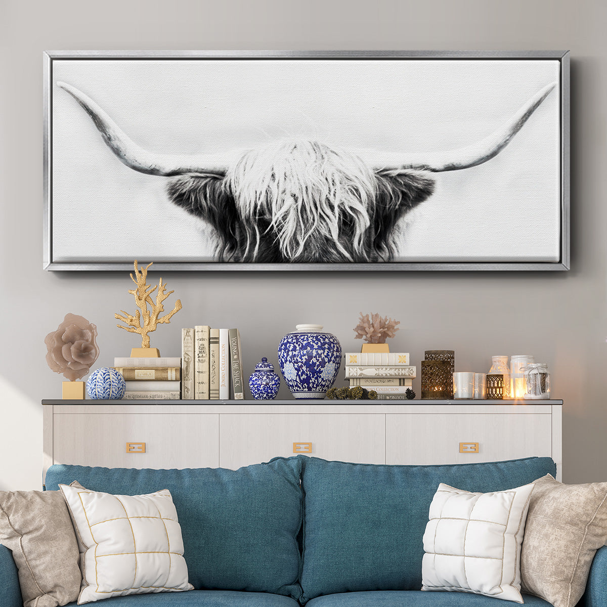 Longhorn - Floater Framed Canvas Print