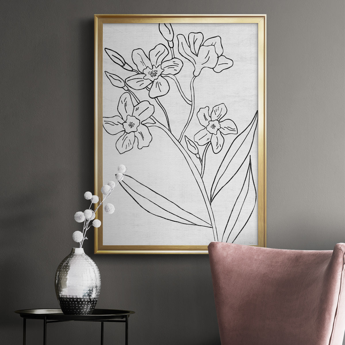 Botanical Sketch II - Modern Framed Canvas Print