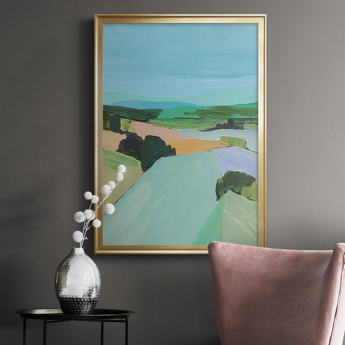 Bright Colored Countryside IV - Modern Framed Canvas Print