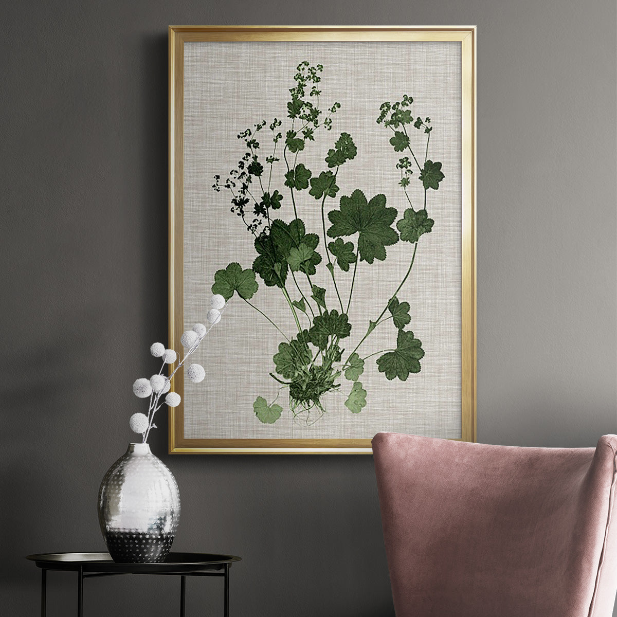 Forest Foliage on Linen III - Modern Framed Canvas Print