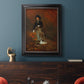 Realist autumn portrait scene by Winslow Homer in an ornate black frame with gilded inner detail displayed in a dark-toned interior setting.