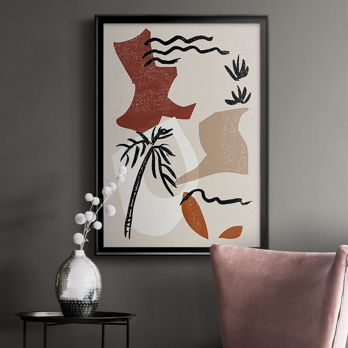 Soft Palms II - Modern Framed Canvas Print