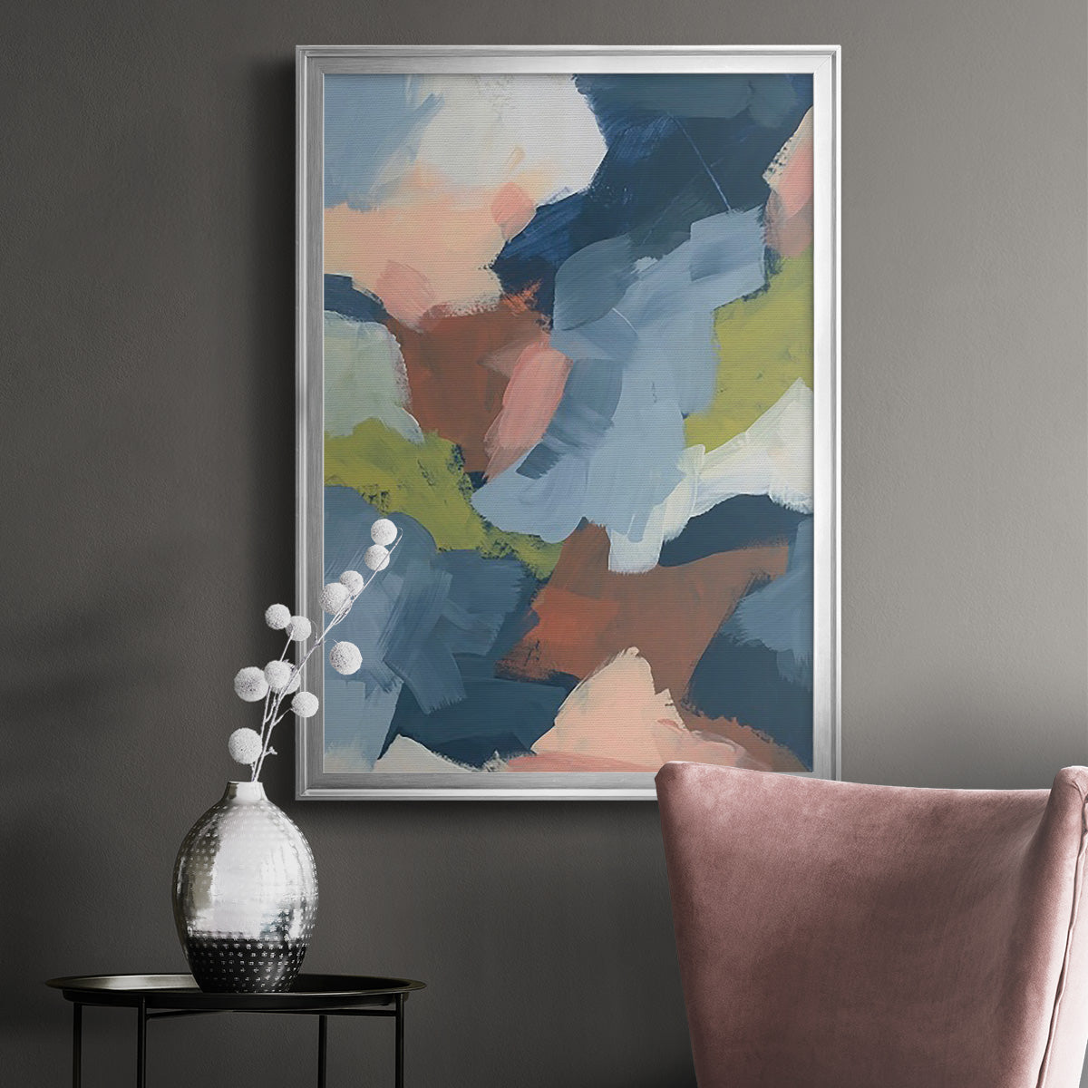 Soft Indigo Atmosphere II - Modern Framed Canvas Print