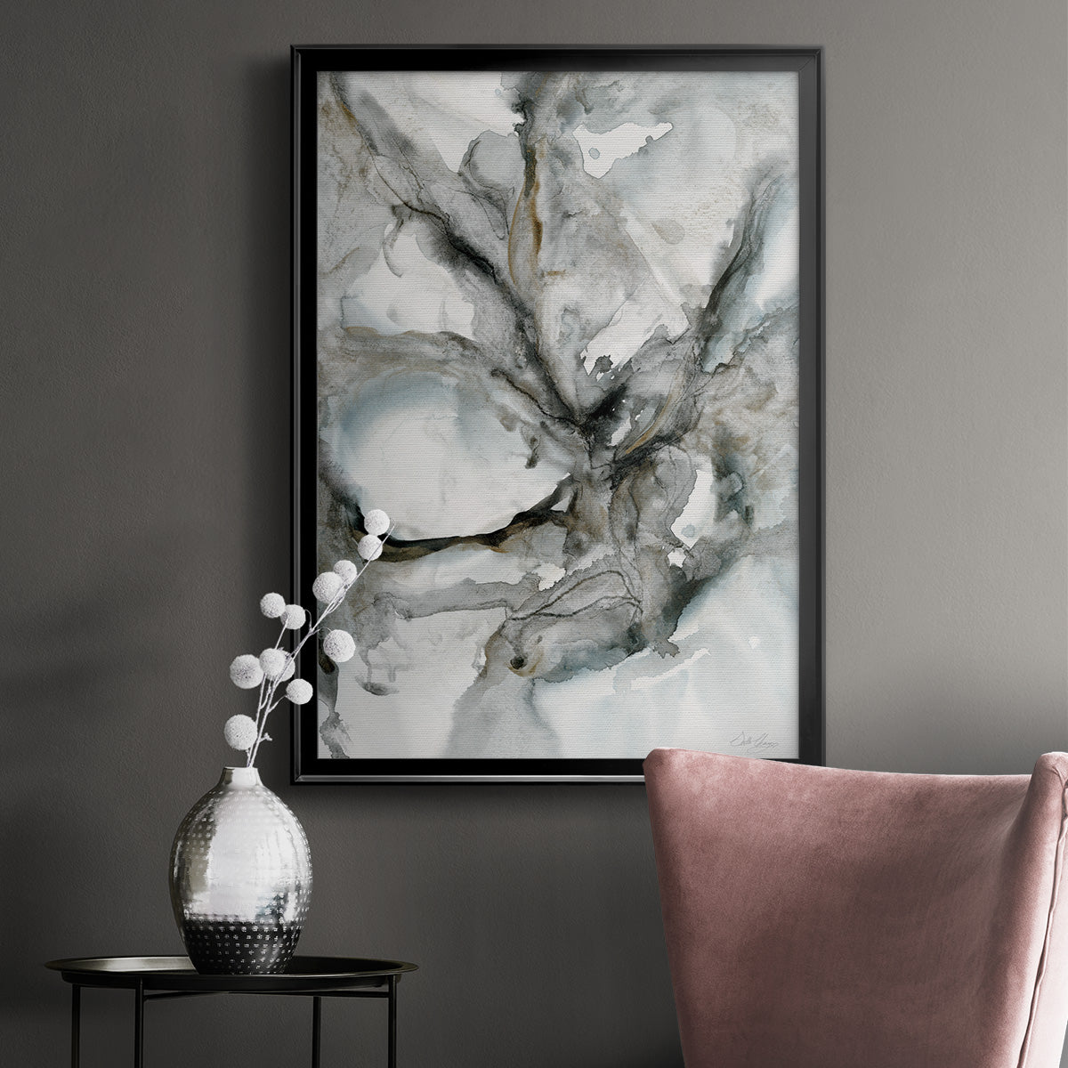 Marble Harmony - Modern Framed Canvas Print