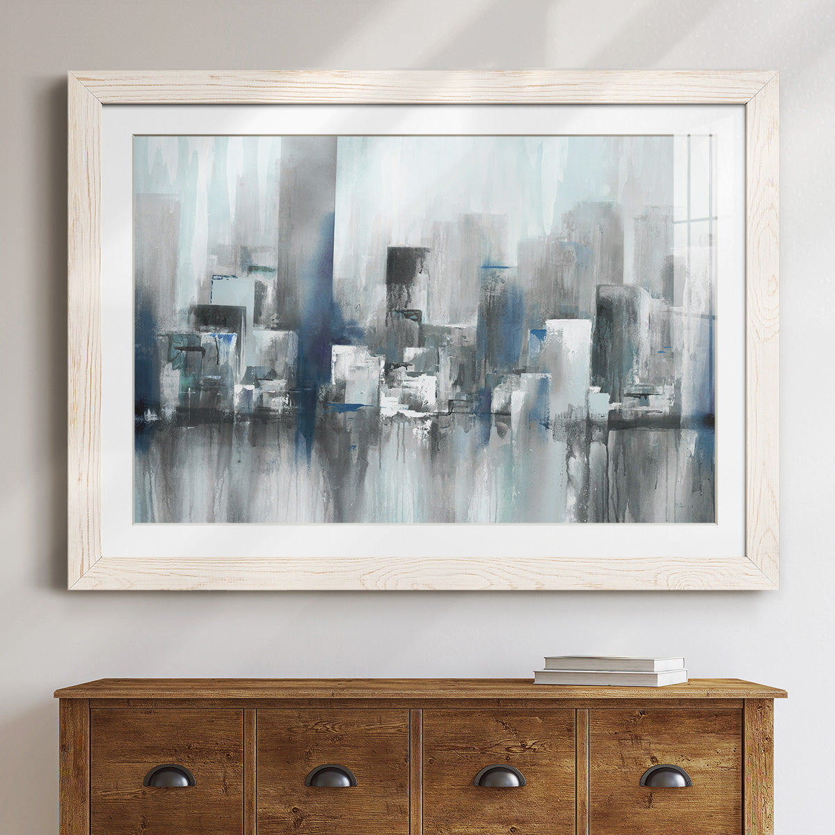 Cityscape in Blues - Barnwood Framed Art Print
