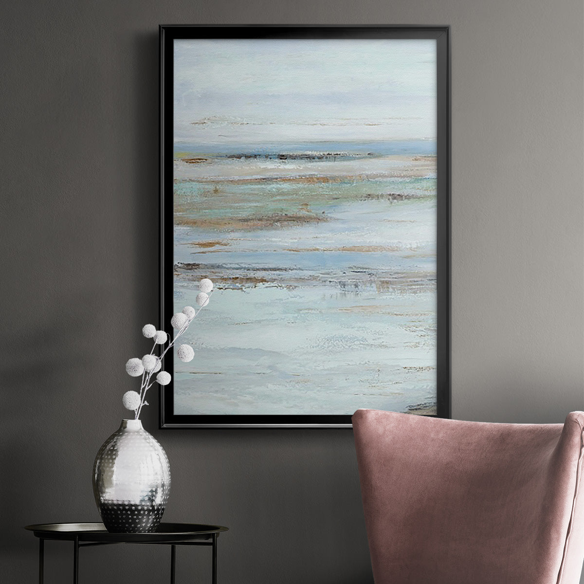 Muted Misty Marsh I - Modern Framed Canvas Print