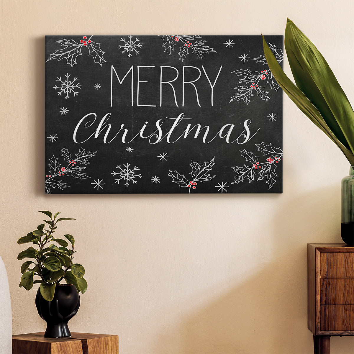 Merry Christmas Chalkboard - Canvas Art Print