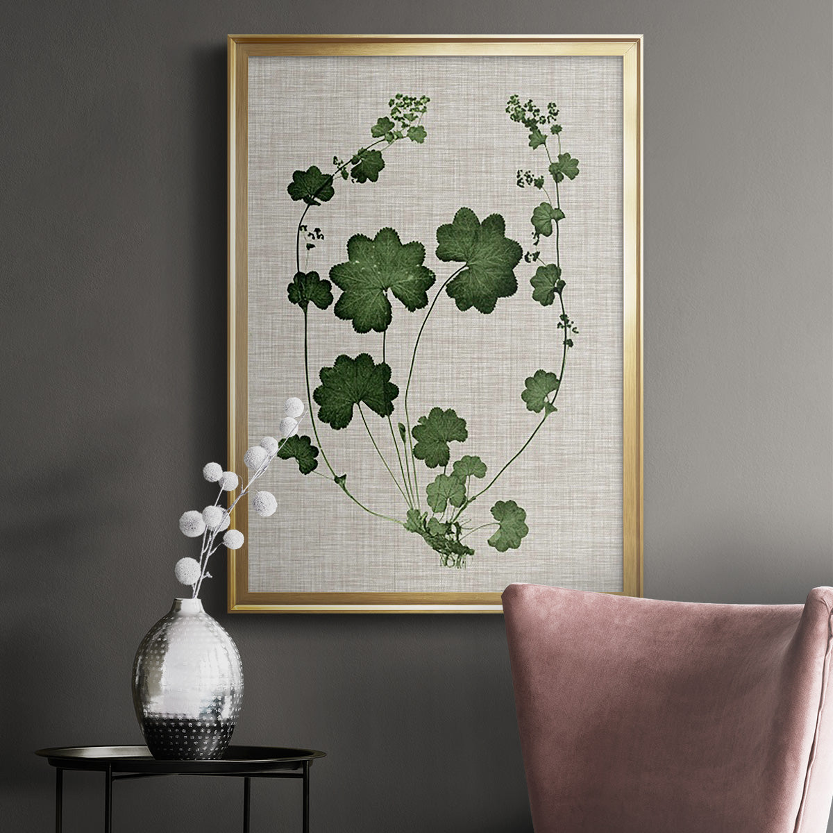 Forest Foliage on Linen II - Modern Framed Canvas Print
