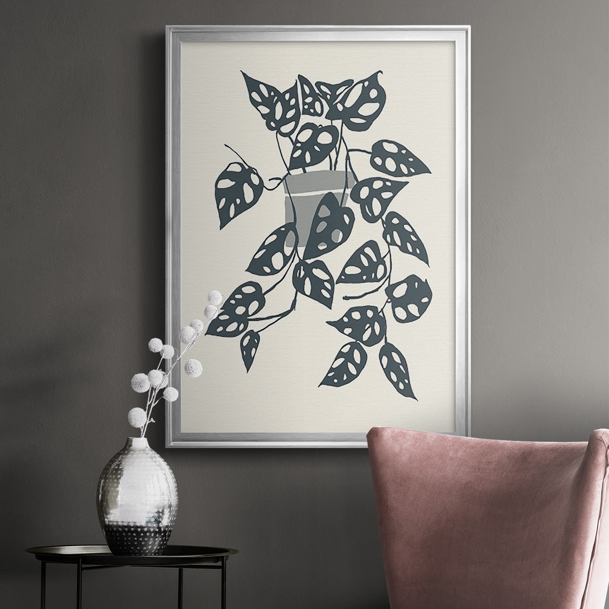 Growing Leaves II - Modern Framed Canvas Print