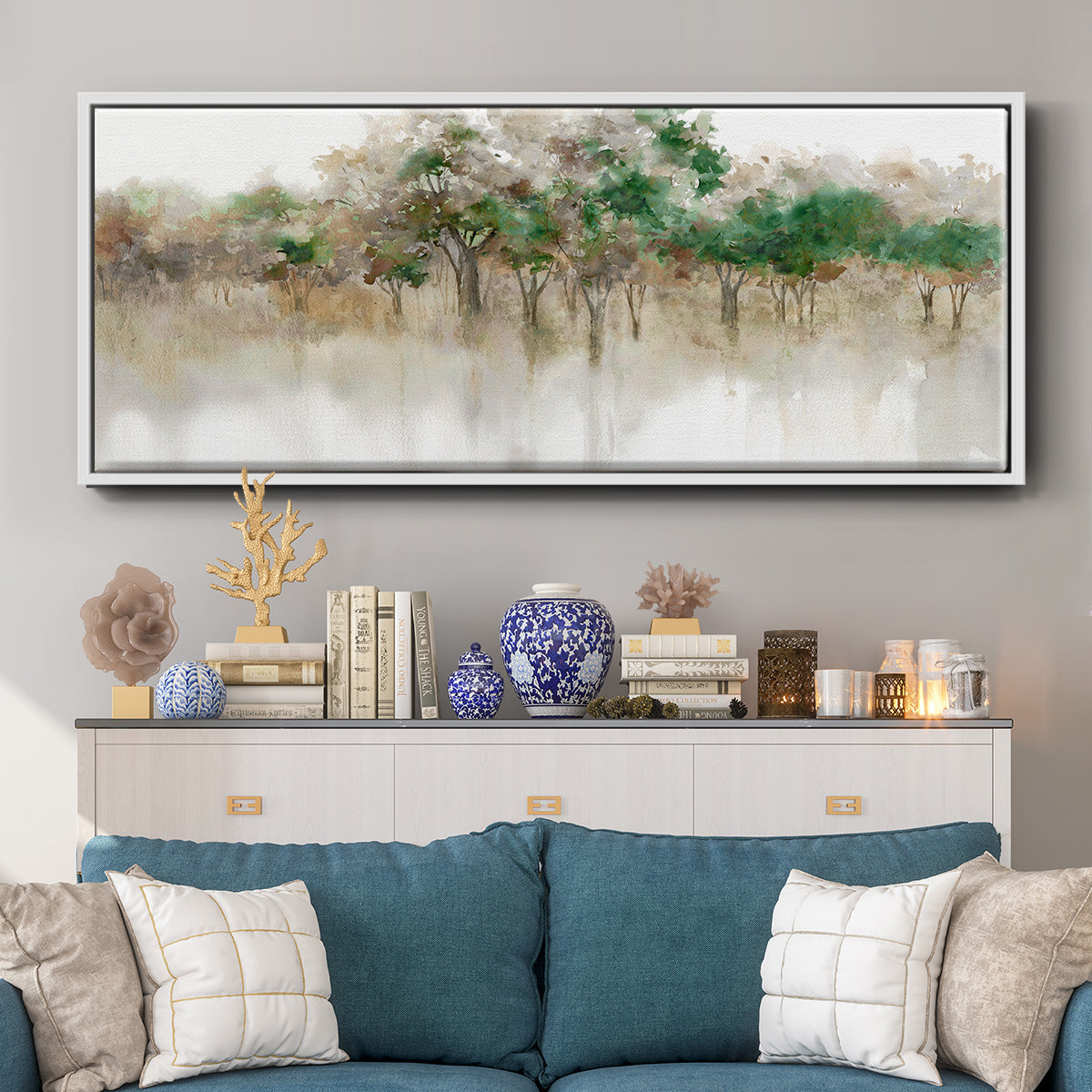 Subtle Meadow Reflections - Floater Framed Canvas Print