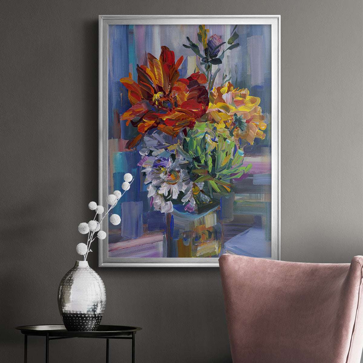 Modern Bouquet - Modern Framed Canvas Print