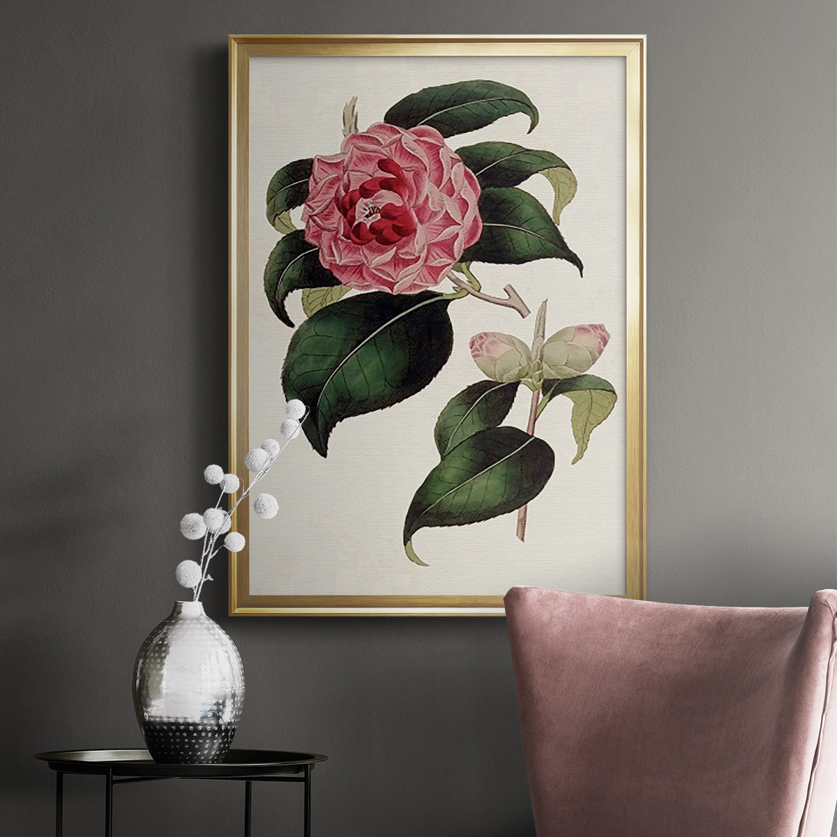 Pink Floral Mix III - Modern Framed Canvas Print