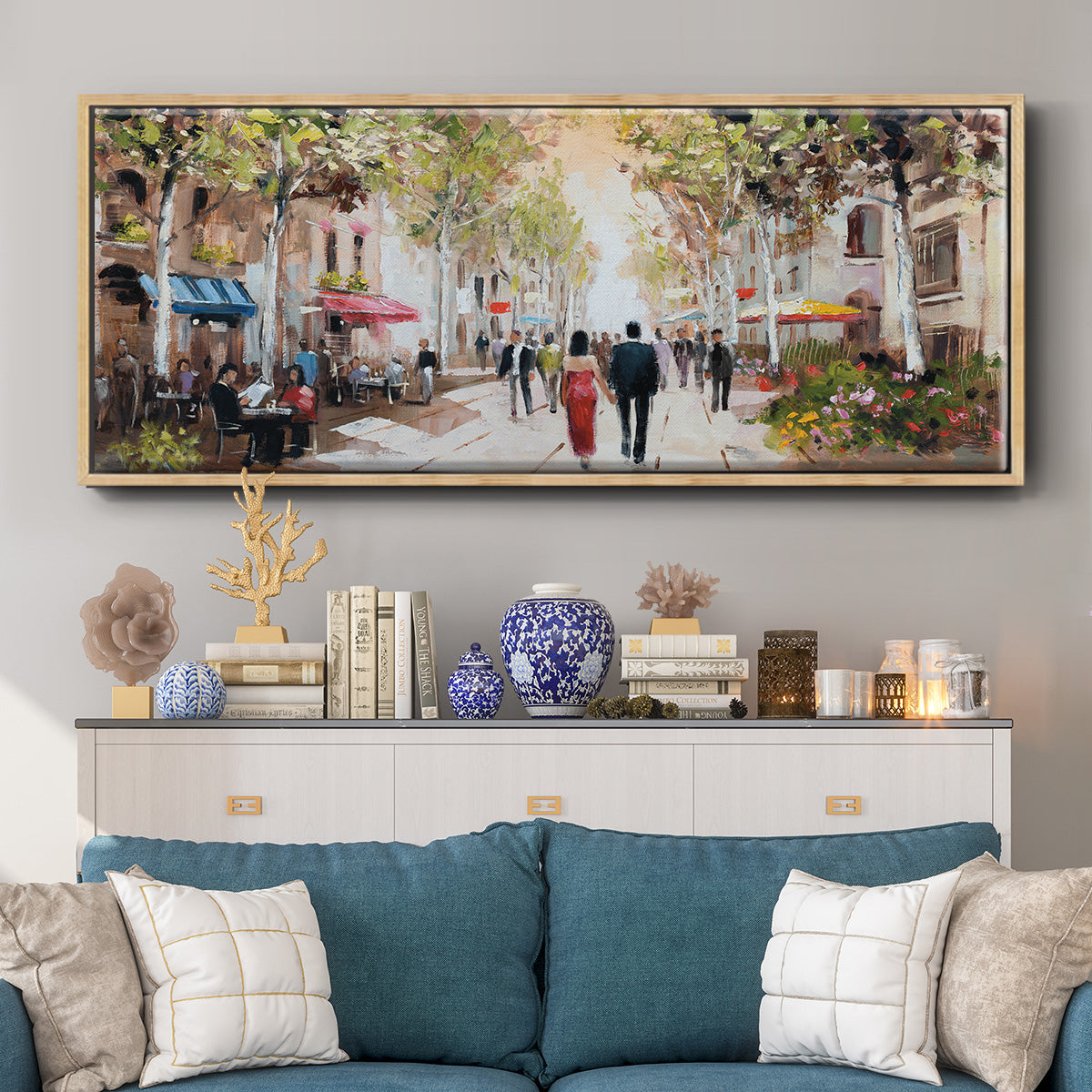 Paris Teal III - Floater Framed Canvas Print
