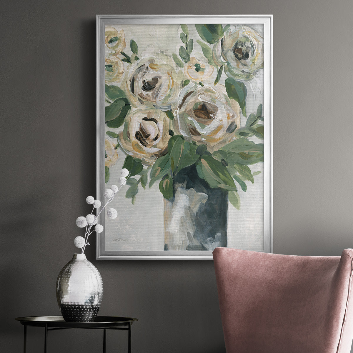 Floral Depth - Modern Framed Canvas Print