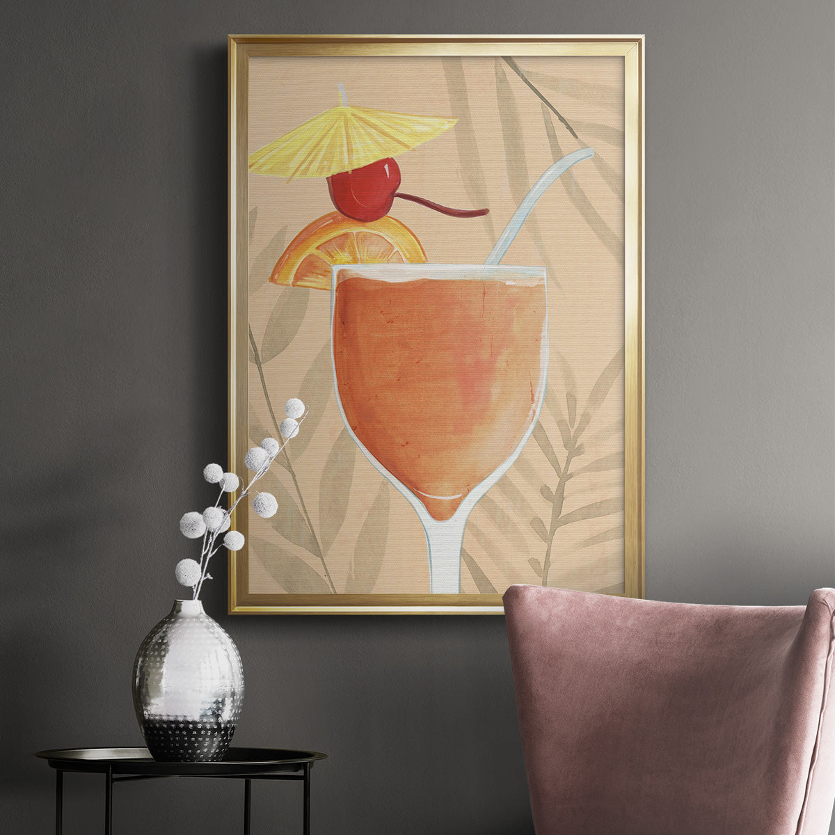 Tropical Cocktail I - Modern Framed Canvas Print