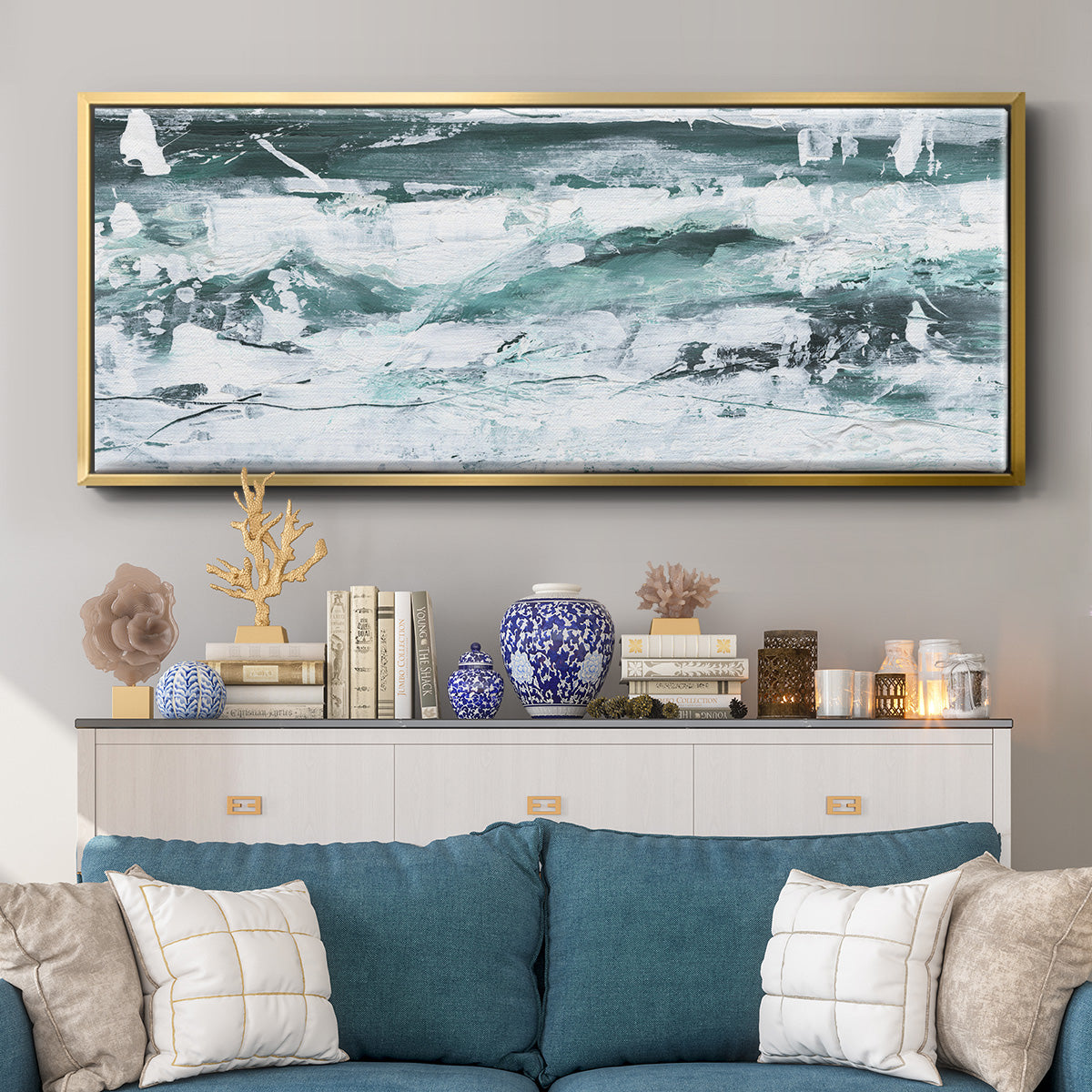 Misty Waves II - Floater Framed Canvas Print