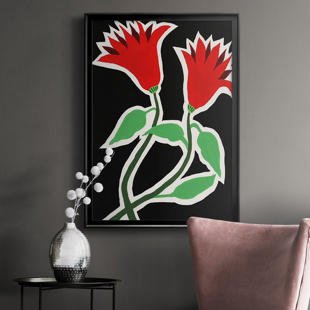 Pop Flowers VI - Modern Framed Canvas Print