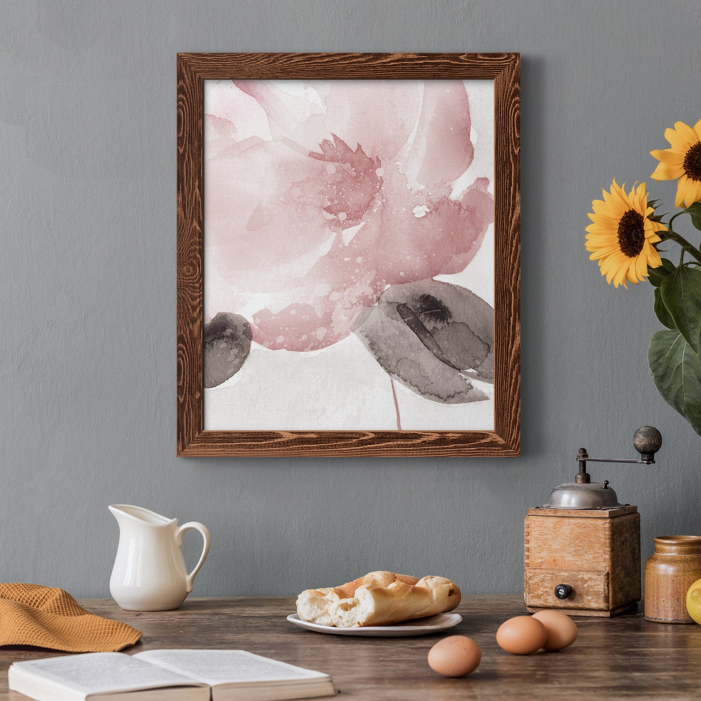 Blush Bloom I - Premium Canvas Framed in Barnwood - Ready to Hang