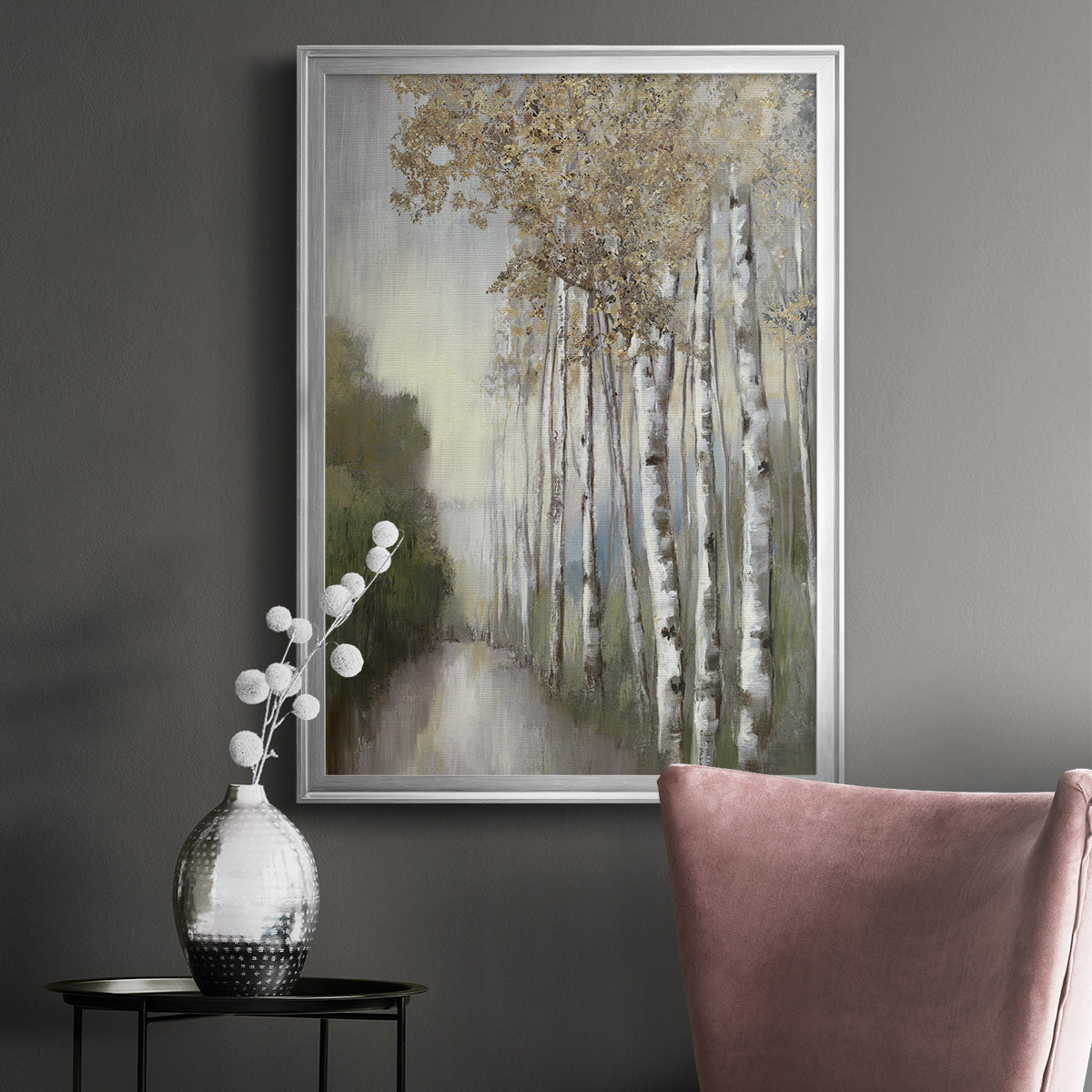 Woodland Walk Neutral - Modern Framed Canvas Print