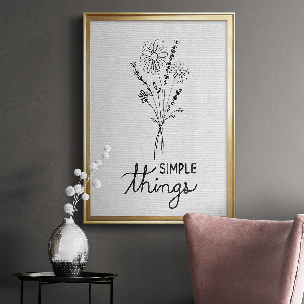Simple Things Sketch - Modern Framed Canvas Print