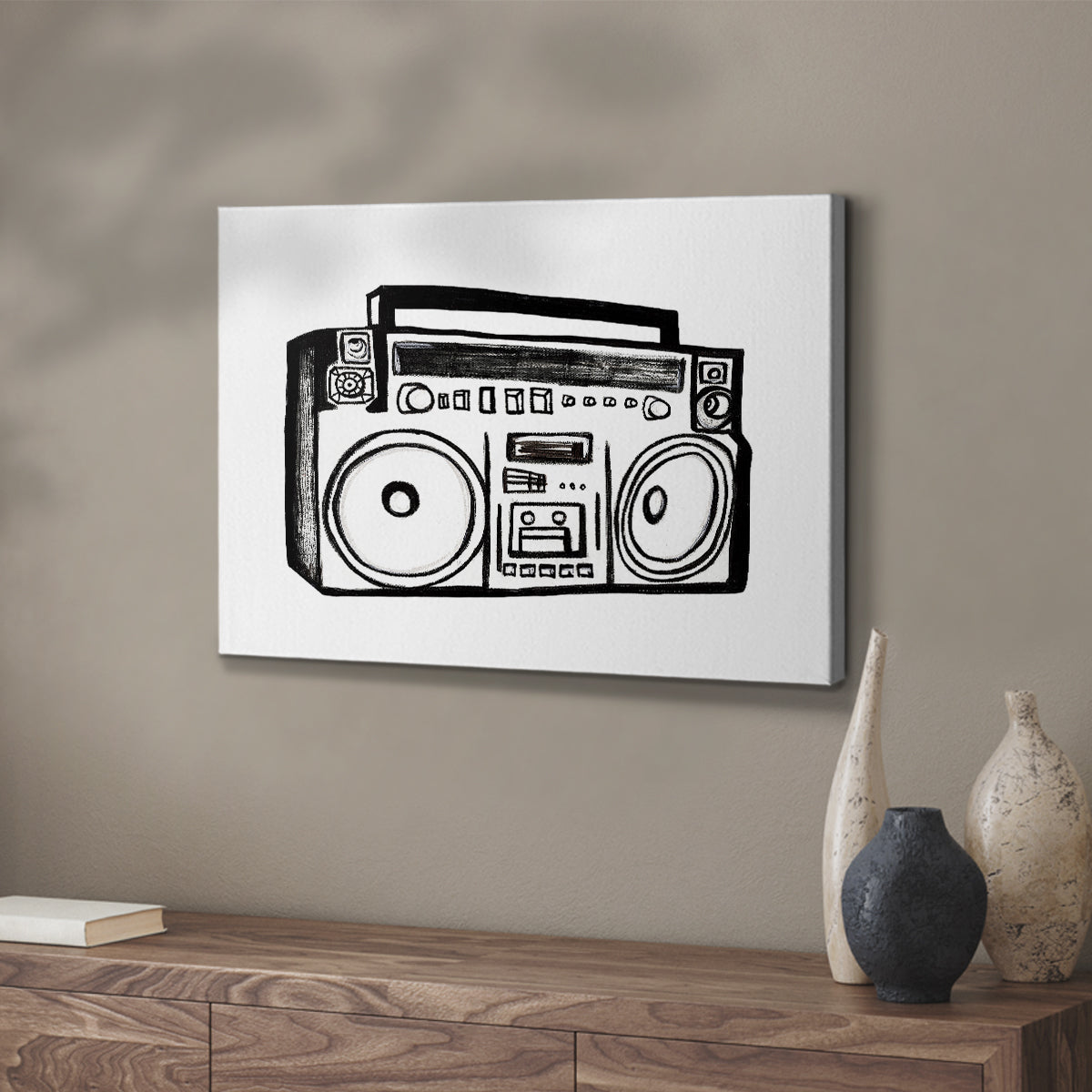 Boombox Sketch - Canvas Art Print