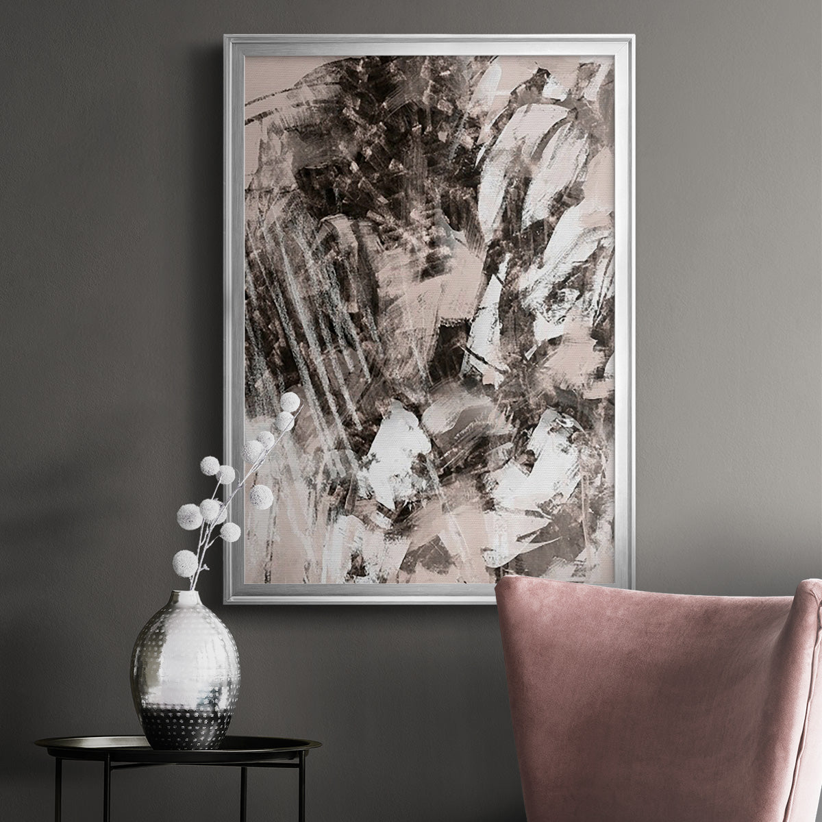 Blush Blackboard I - Modern Framed Canvas Print