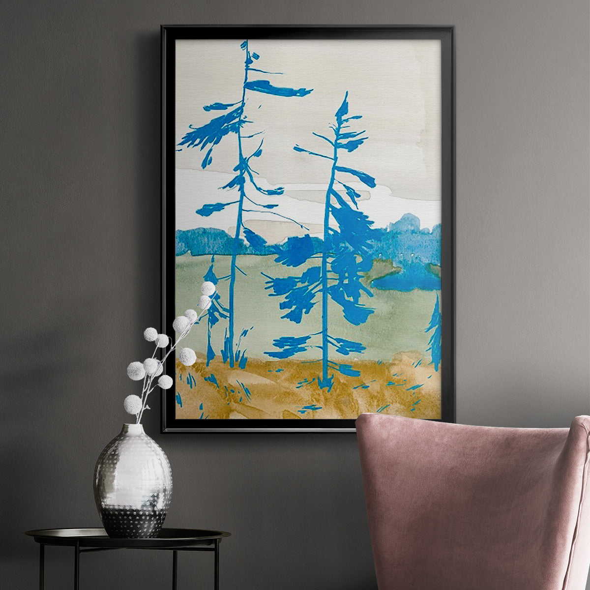 Cerulean Spruce I - Modern Framed Canvas Print