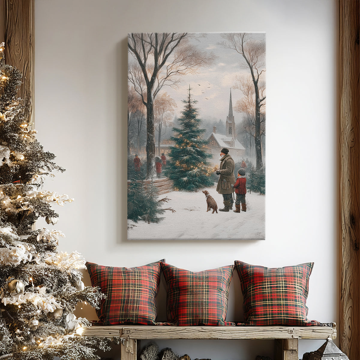 Eve of Soft Linen Evergreen - Canvas Art Print