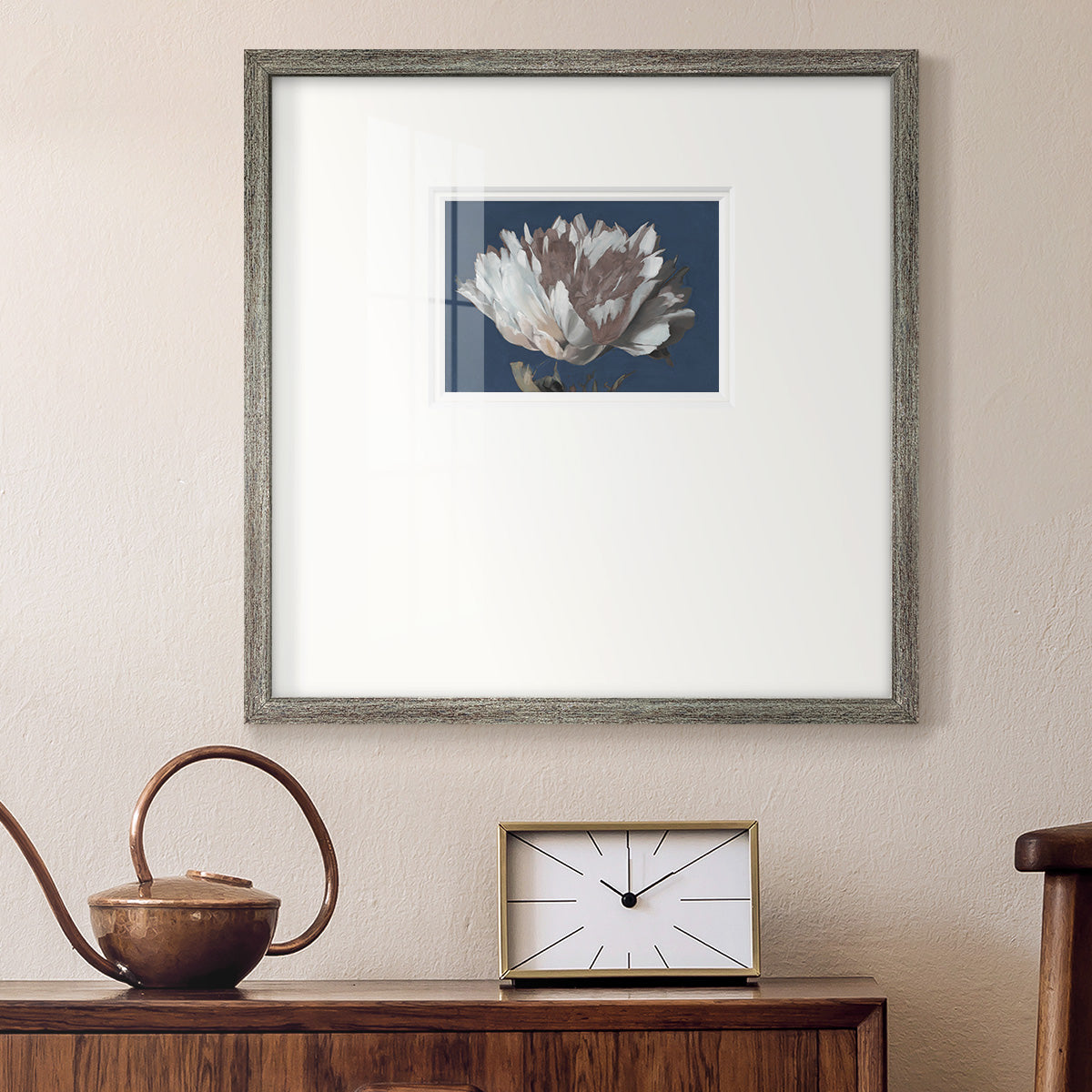 White Peony Premium Framed Print Double Matboard