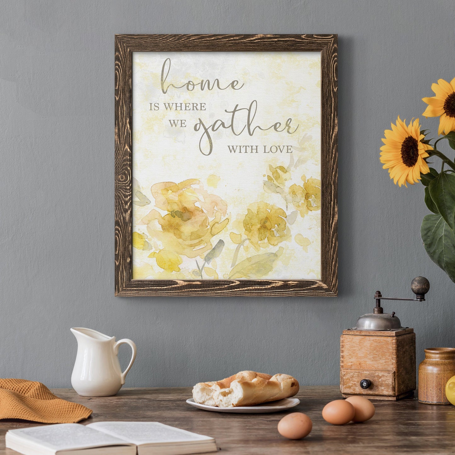 Gather with Love - Premium Canvas Framed in Barnwood - Ready to Hang