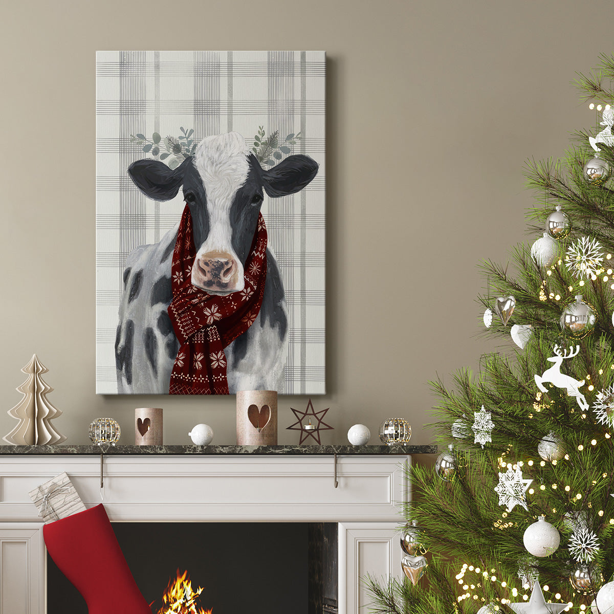 Yuletide Cow I - Gallery Wrapped Canvas