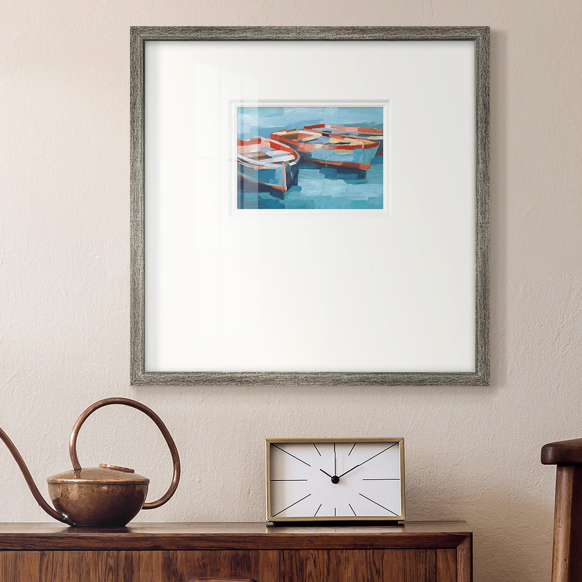 Primary Boats II Premium Framed Print Double Matboard