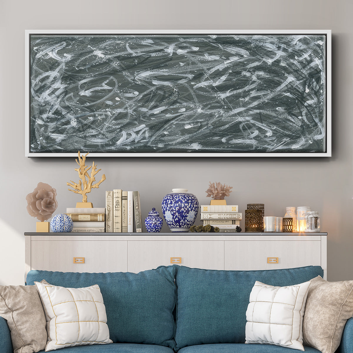 Static Scramble I  - Floater Framed Canvas Print