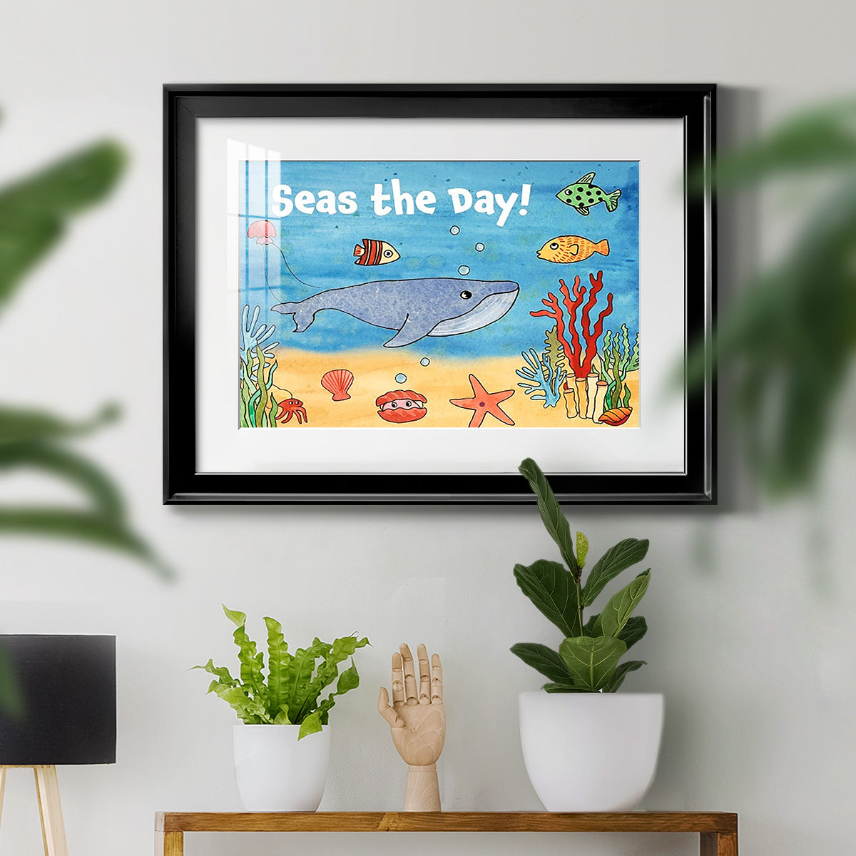 Cute Sea Creatures II - Modern Framed Art Print