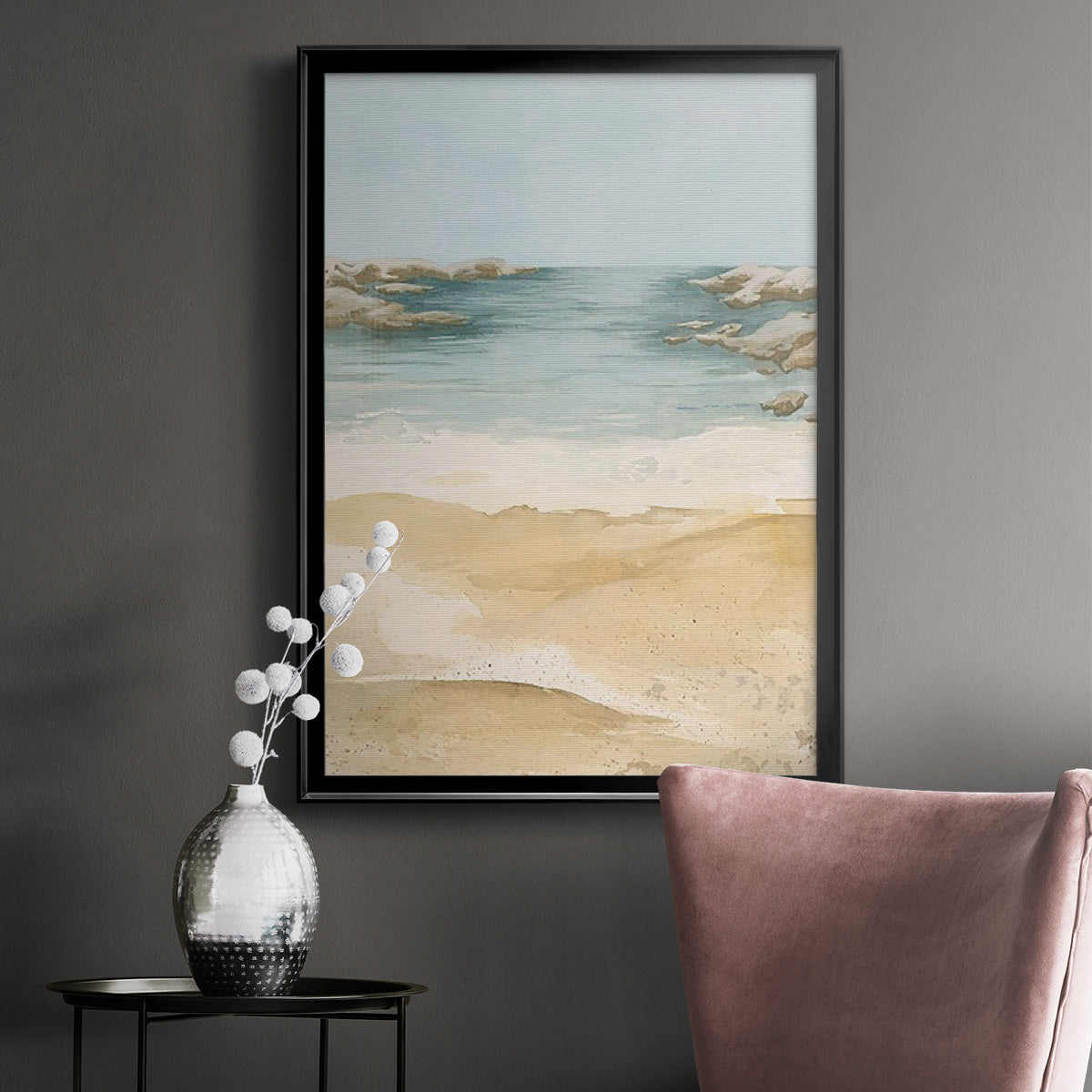 Tranquil Beach II - Modern Framed Canvas Print