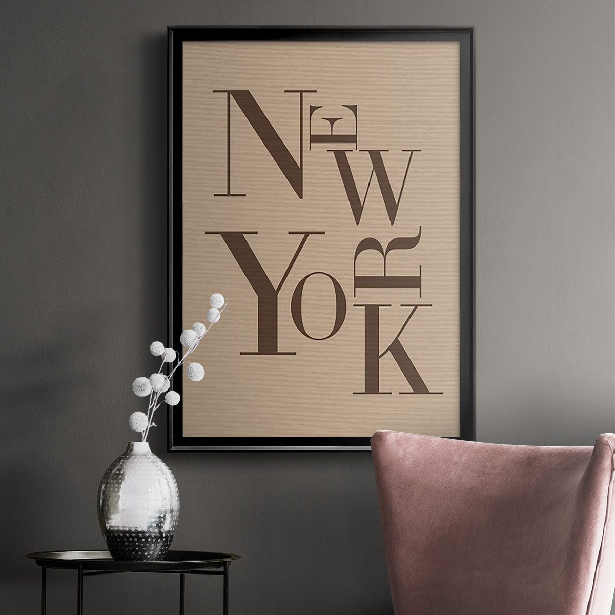 Neutral City Center Type I - Modern Framed Canvas Print