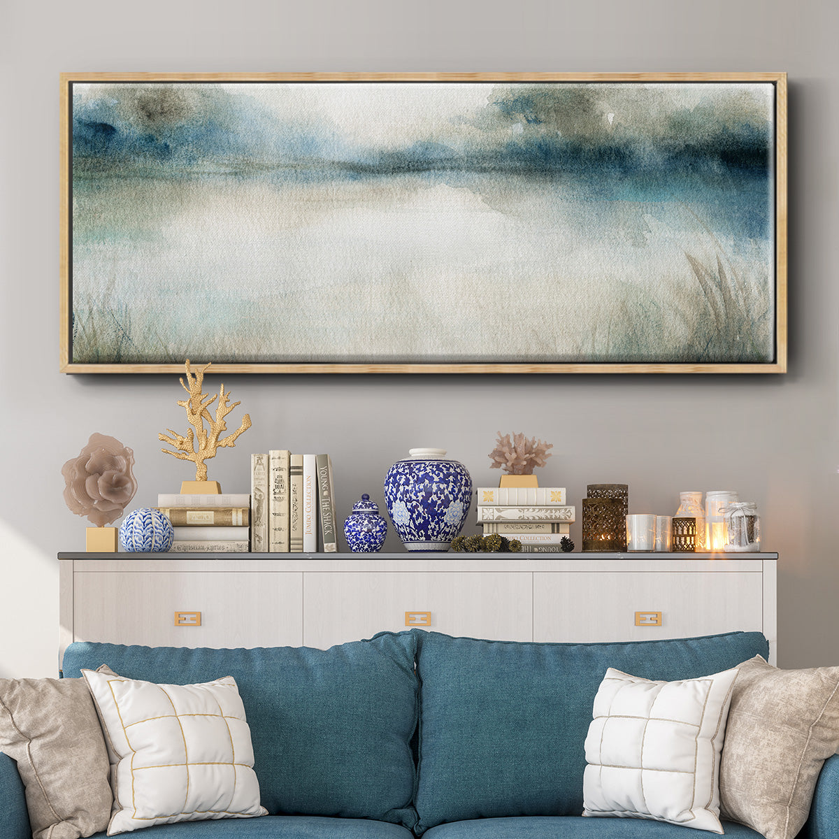 Still Evening Waters I - Floater Framed Canvas Print