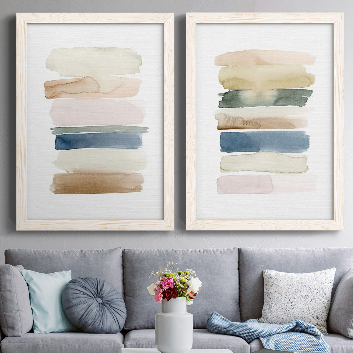 Faint Swatches I - Premium Framed Canvas 2 Piece Set - Ready to Hang