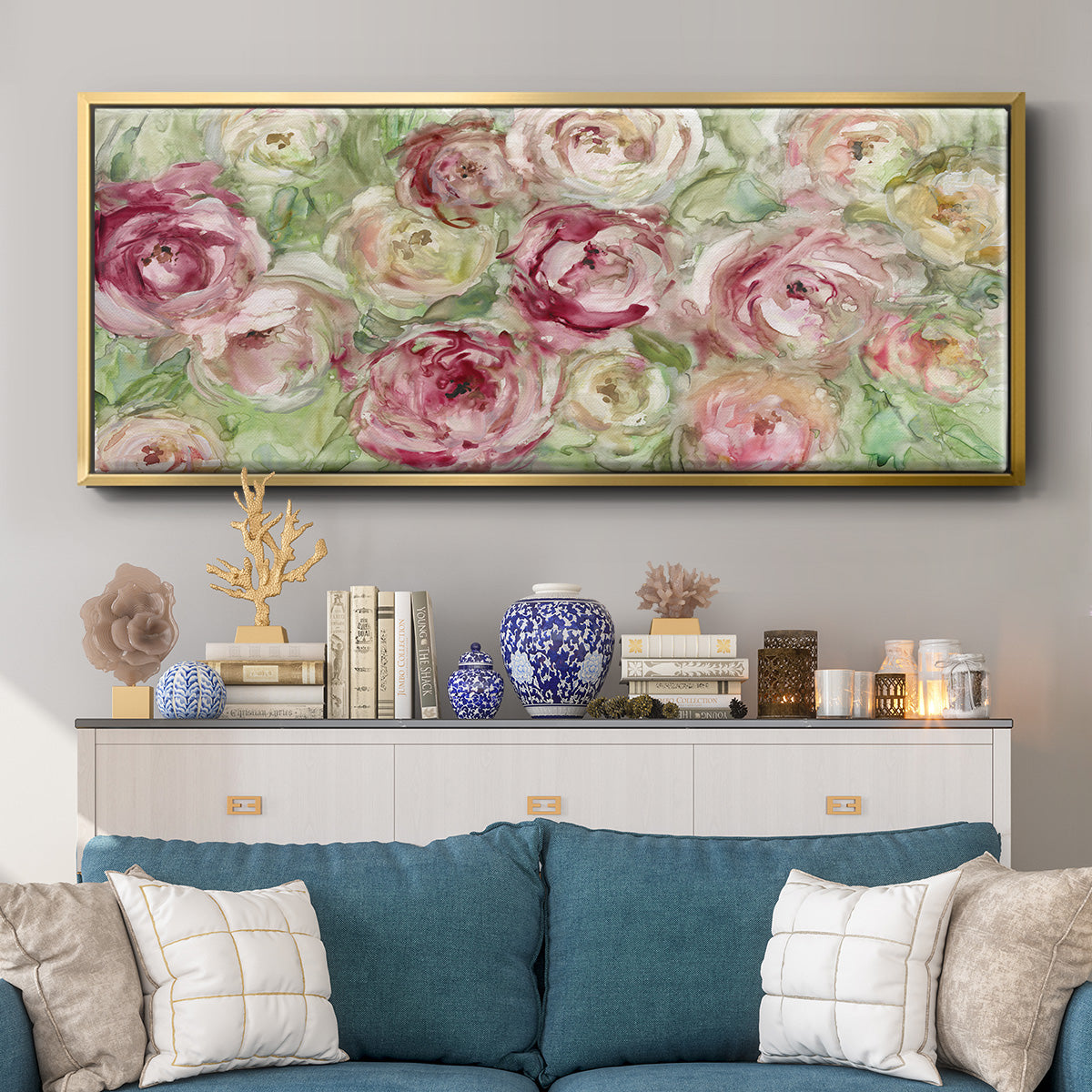 Climbing Rose - Floater Framed Canvas Print
